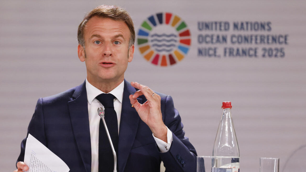 Emmanuel Macron intervenant pour l'ouverture de l'UNOC 2025 à Nice ce 07 juin 2025 ©AFP