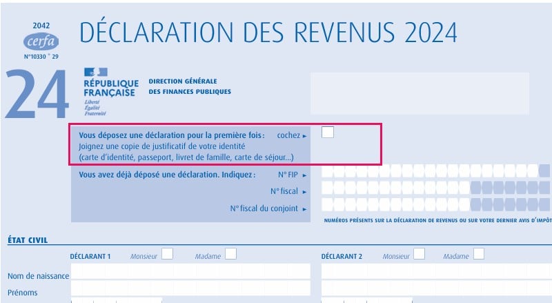 Fiche de déclaration de revenus