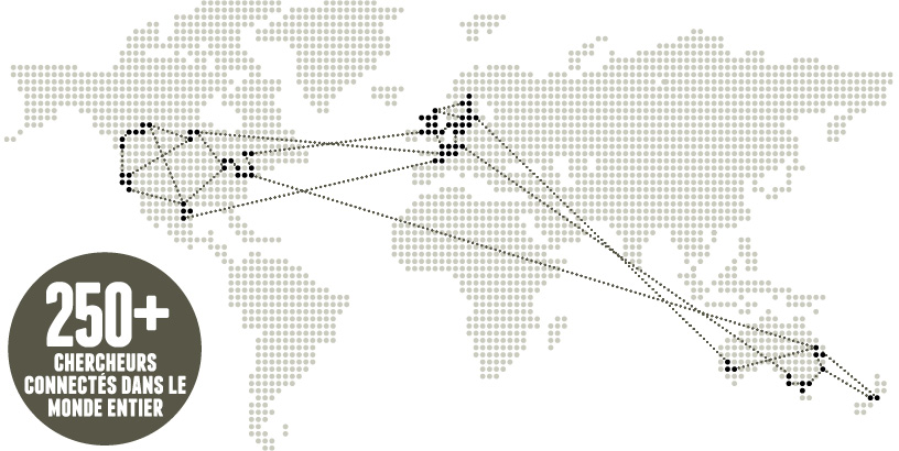250+ chercheurs connect&eacute;s dans le monde entier