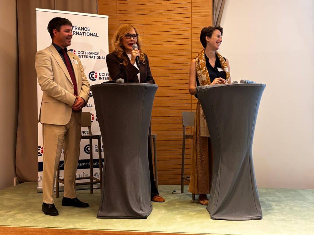 Steven Bostroem, le Directeur G&eacute;n&eacute;ral de la CCI France Kazakhstan, Sanja Ivanic, Directrice g&eacute;n&eacute;rale de la Chambre de Commerce et d'Industrie France Serbie et Domitille Guilloton, la Directrice G&eacute;n&eacute;rale de la CCI France Kenya