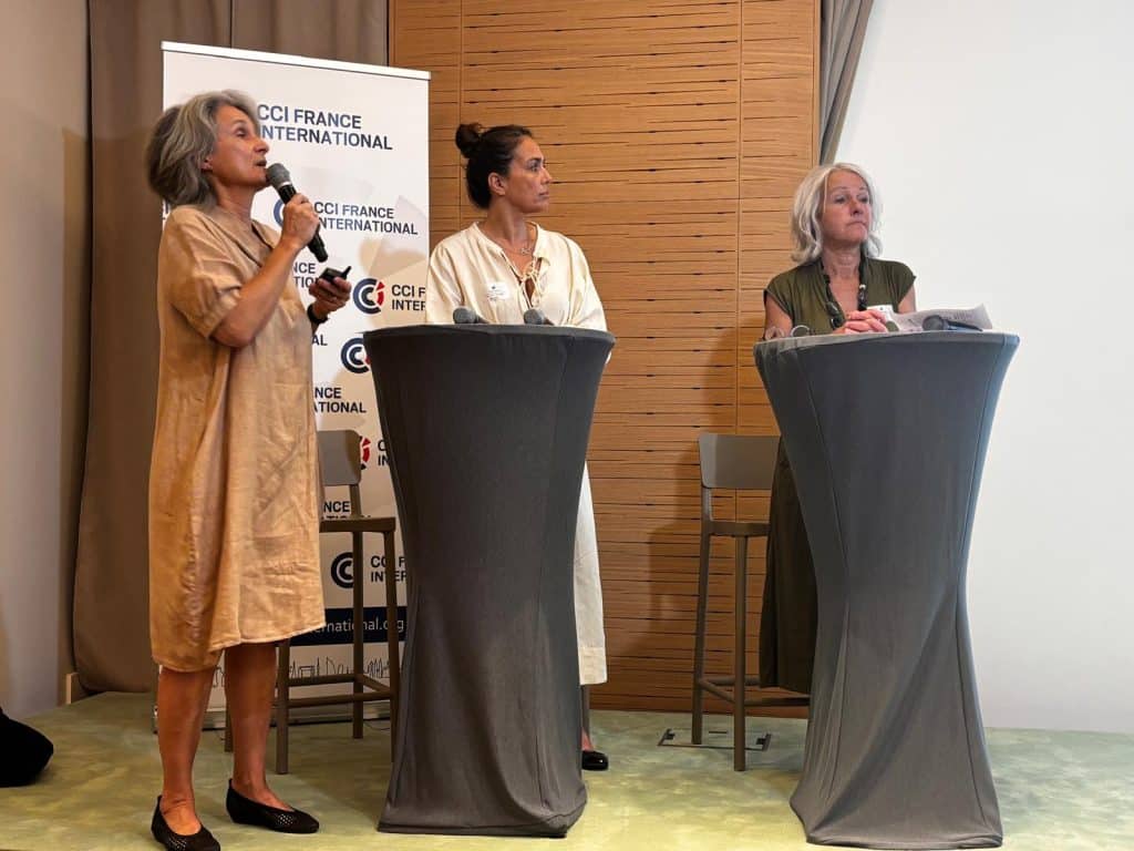 Marie-Pierre Nicollet, Responsable de la division Europe, Myriam Brigui Responsable de la division Proparco du groupe et Marina Leveque, Directrice du Pilotage Financier