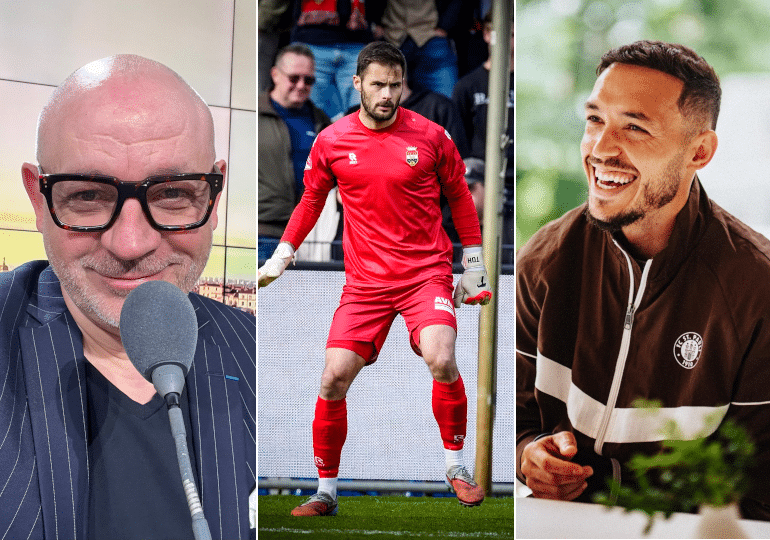 Fred Hermel, journaliste sportif RMC - Thomas Didillon, gardien du Willem II Tilburg - Mathias Pereira Lage joueur Franco Portugais du FC St Pauli