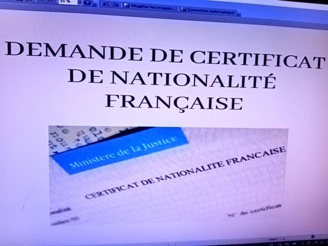 Demande de certificat de nationalit&eacute; fran&ccedil;aise