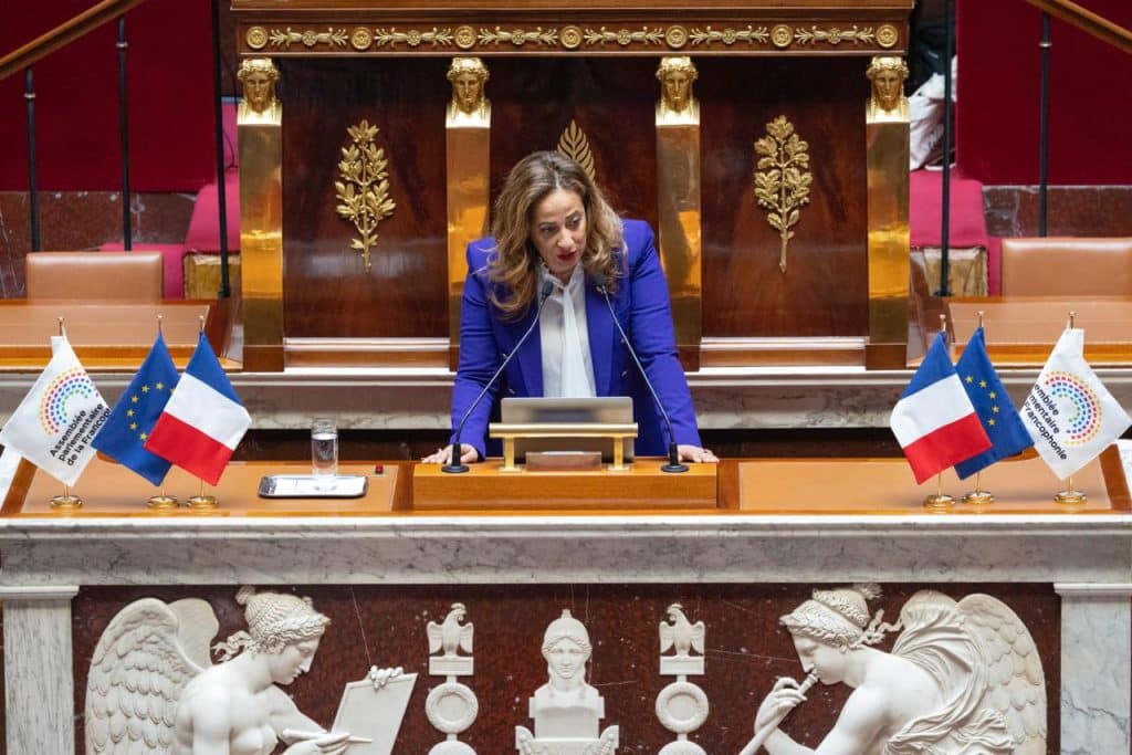 Am&eacute;lia Lakrafi, d&eacute;put&eacute;e des Fran&ccedil;ais de l'&eacute;tranger &agrave; la tribune de l'Assembl&eacute;e nationale