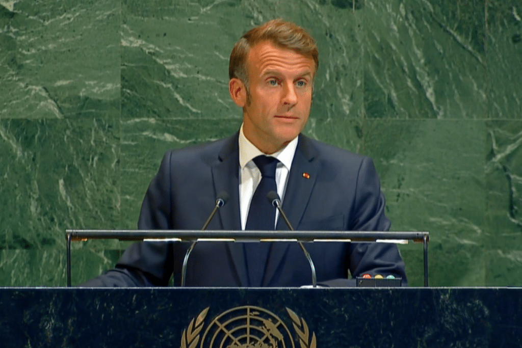 Emmanuel Macron t le 22 septembre à la tribune de l'Assemblée de l'ONU