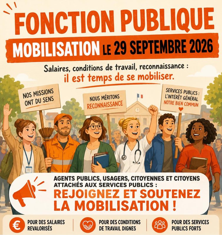 Fonction publique, mobilisation le 29 septembre 2026