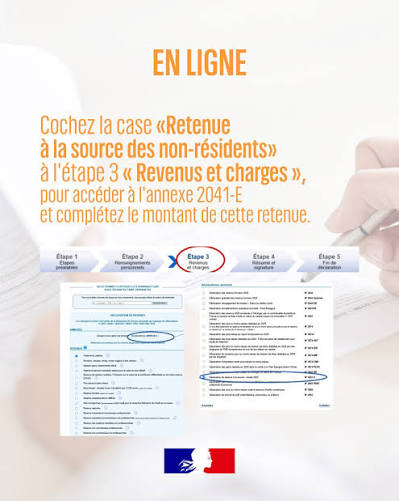 En ligne : Cochez la case "Retenue à la source des non-résidents" 