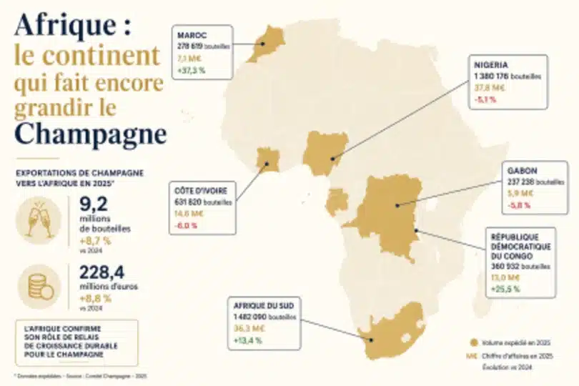Carte des exportations en Afrique en 2025