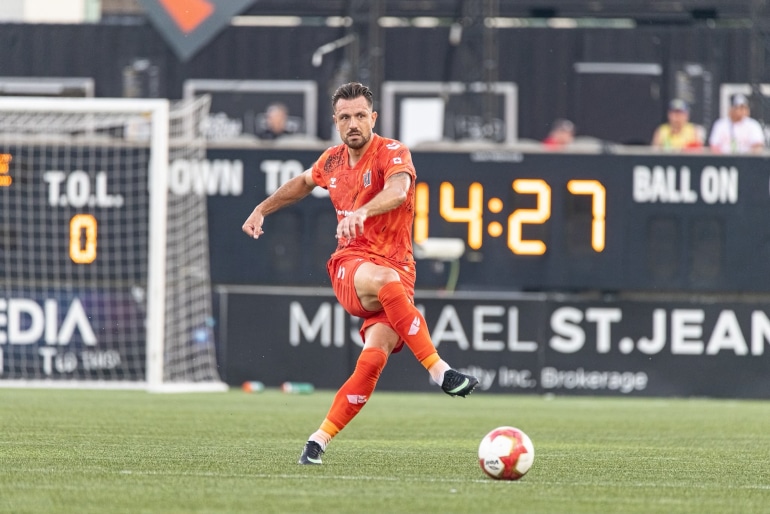 Antoine Batisse, d&eacute;fenseur Fran&ccedil;ais du Forge FC au Canada