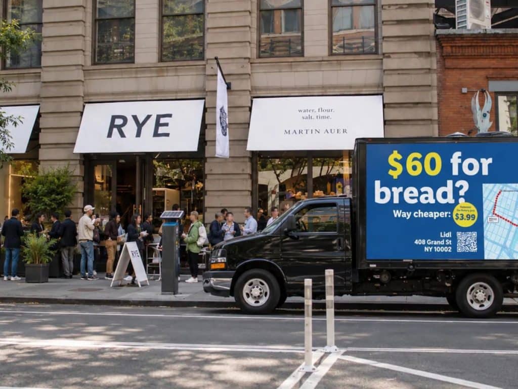 Camion Lidl devant la boulangerie RYE