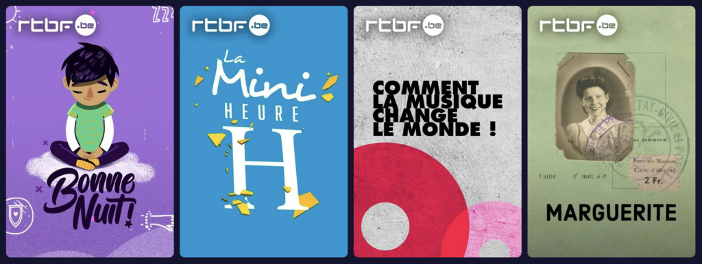 Mosaique des podcasts de la RTBF présents sur TV5MONDEPlus 