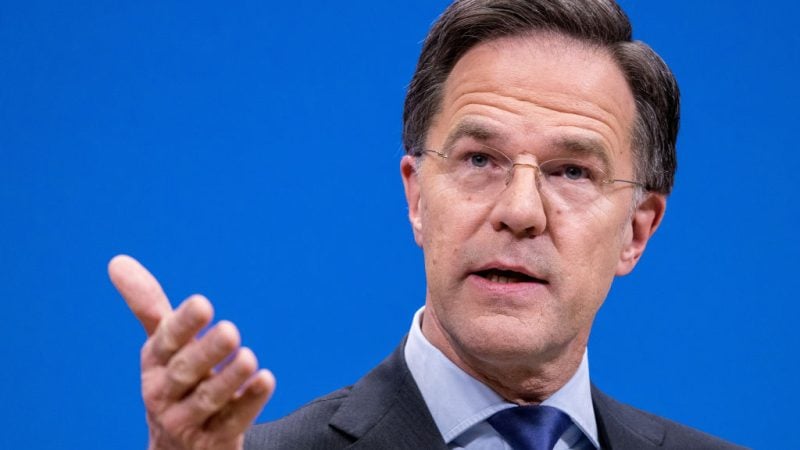 Le secrétaire général de l'OTAN, Mark Rutte, tient sa conférence de presse de clôture à l'issue des réunions des ministres de la Défense au siège de l'OTAN le 13 février 2025 à Bruxelles, en Belgique. ©Omar Havana/Getty Images