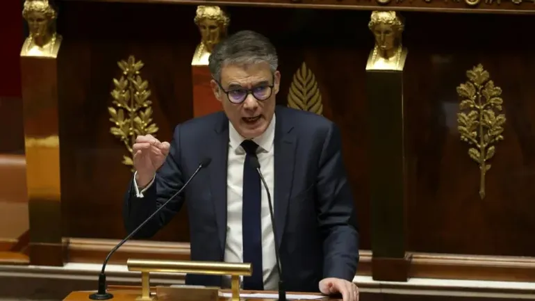 Olivier Faure à la tribune de l'Assemblée nationale le 03 février 2024