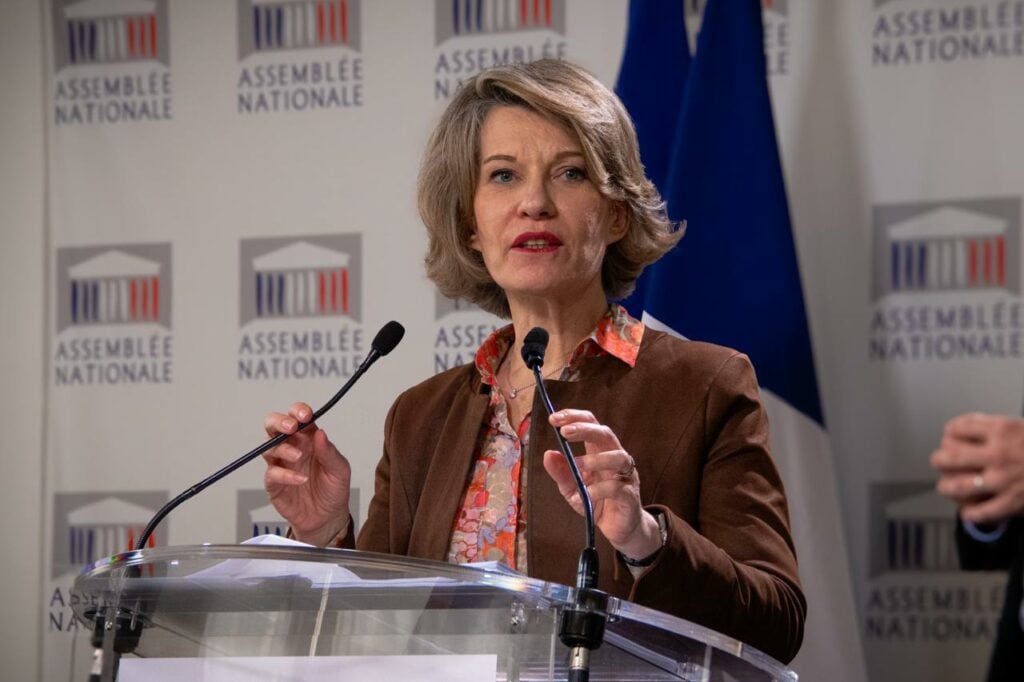 Anne Genetet lors d'une intervention comme Ministe de l'éducation nationale en 2024