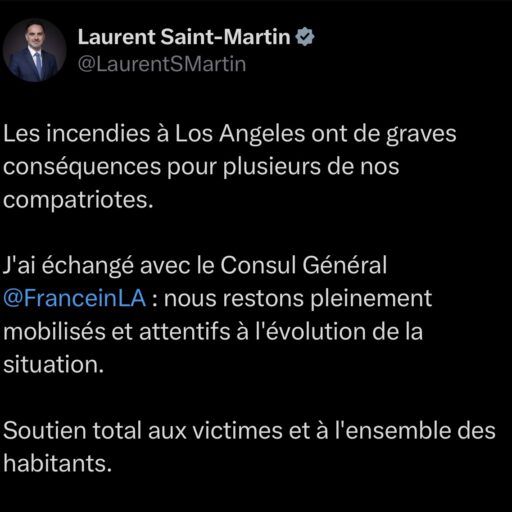 Post sur X de Laurent Saint-Martin, ministre délégué des Français de l'étranger