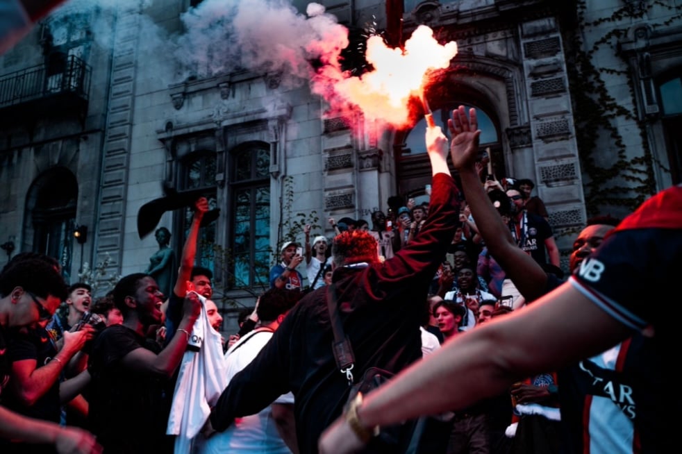 Supporters du PSG après une victoire