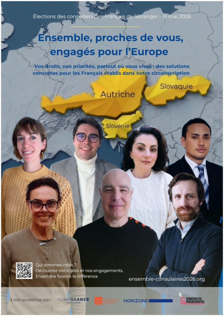 Affiche Fabrice Tressard, t&ecirc;te de liste &laquo; Ensemble, proches de vous, engag&eacute;s pour l'Europe - Autriche, Slovaquie, Slov&eacute;nie