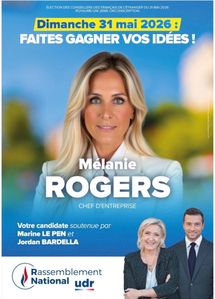 Affiche Mélanie Rogers, tête de liste Rassemblement des patriotes du Royaume-Uni – circonscription Londres