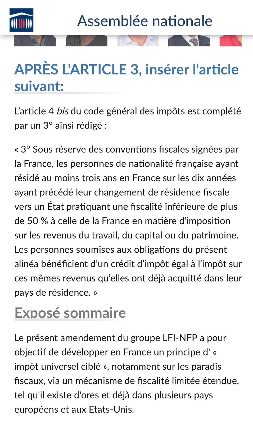 Amendement adopté impôt et nationalité française