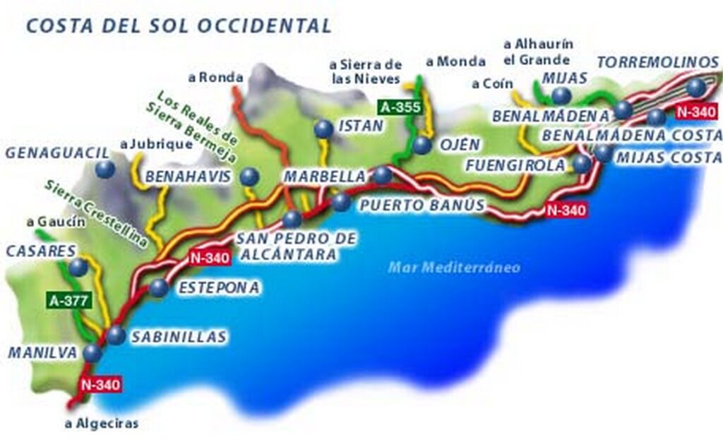 Carte Costa del sol occidental