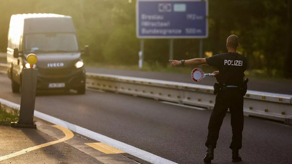 Contrôle de police allemand près de la frontière avec la Pologne, le 20 septembre