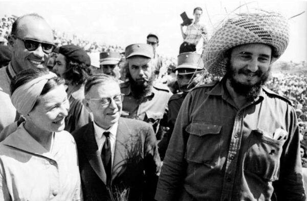 Le couple fran&ccedil;ais Sartre-Beauvoir avec. Fidel Castro en 1959 &copy;BNF