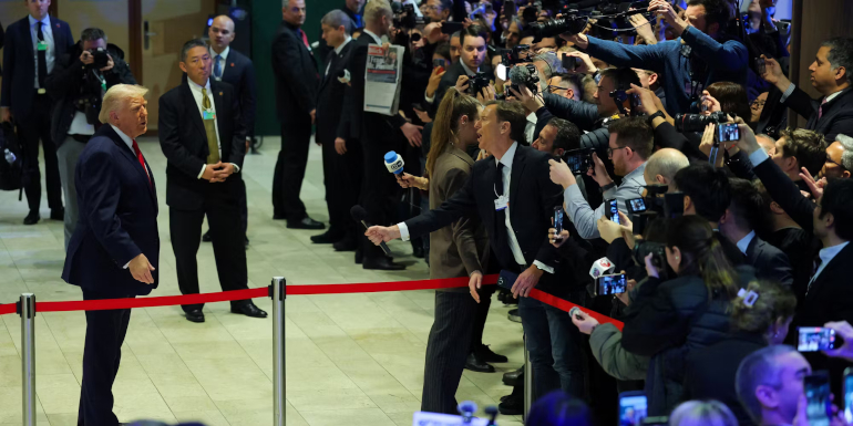 Le pr&eacute;sident am&eacute;ricain, Donald Trump, &agrave; Davos, en Suisse, le 21 janvier 2026.