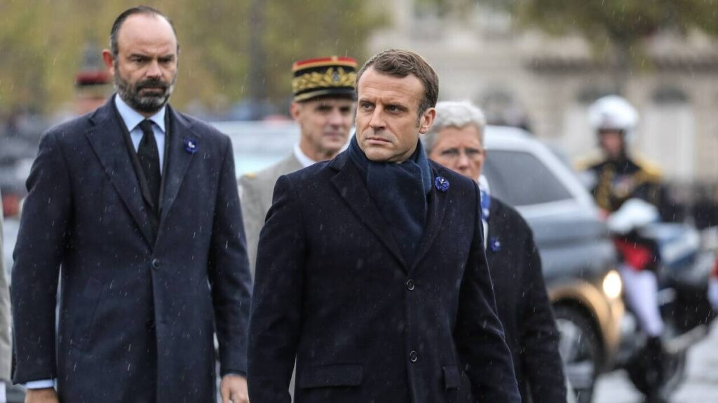 Edouard Philippe et Emmanuel Macron, lundi pendant les commémorations du 11 Novembre.