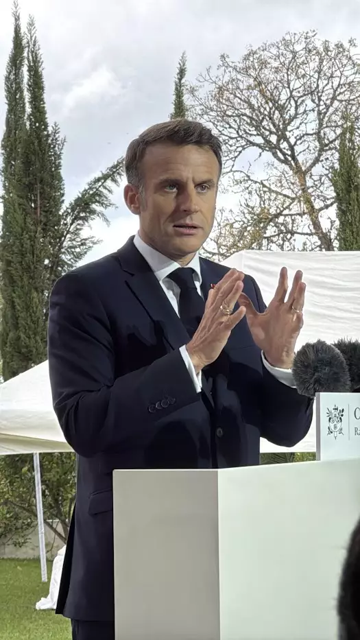 Emmanuel Macron lors de son discours devant la communauté française à Rabat (@credit Fouad Housni)