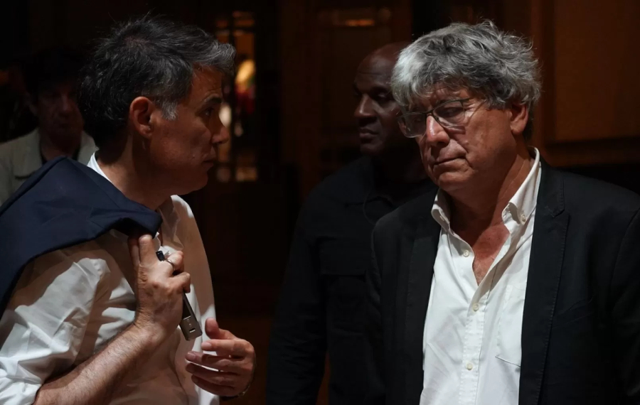 Éric Coquerel et Olivier Faure en 2024 à la sortie d'une réunion électorale