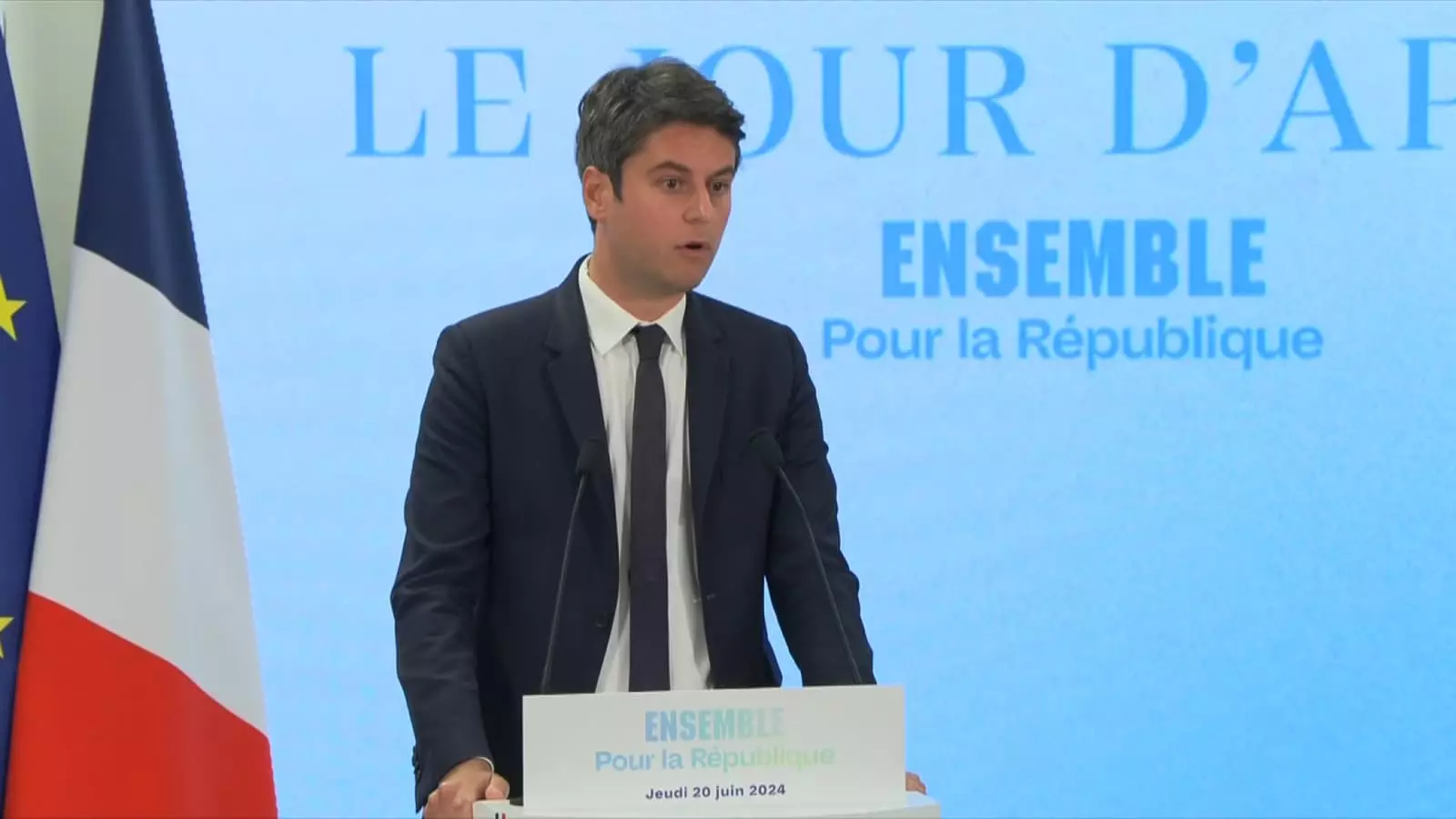 « Ils l&rsquo;ont dit eux-mêmes, le plus grand groupe de la Nupes choisira le Premier ministre et le groupe qui a le plus de candidats et le plus de sortants, c&rsquo;est la France insoumise. C&rsquo;est elle qui a d’ores et déjà imposé son programme et des idées aux autres partis de gauche. » – Gabriel Attal lors de sa conférence de presse de campagne ce jeudi 20 juin 2024.