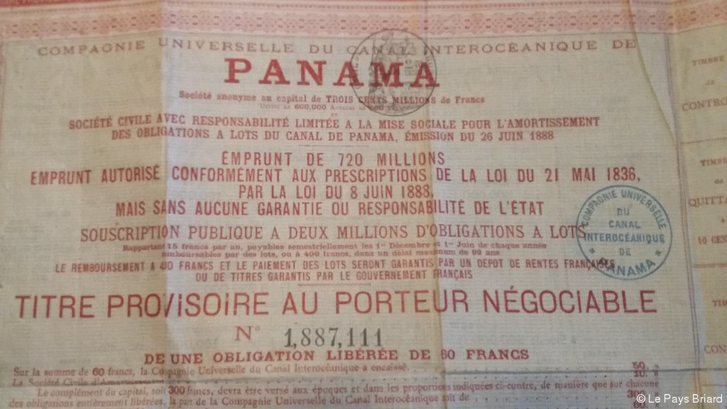 Titre d'emprunt du Canal du Panama &eacute;mis en 1888