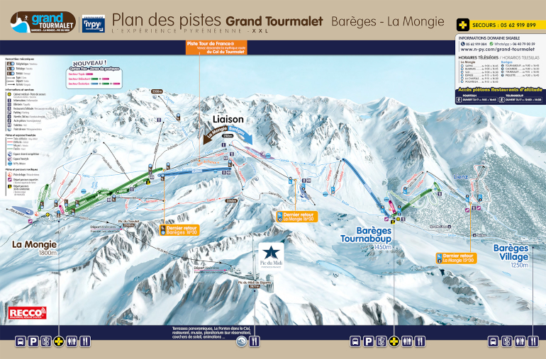 Plan des pistes Grand Tourmalet Barge - La Mongie