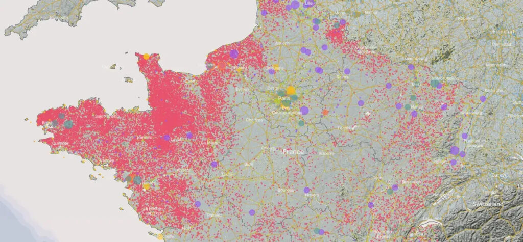 La carte de Climate Trace permet de repérer les panaches de particules fines.