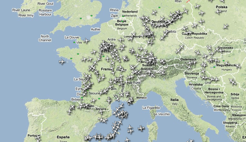 Trafic a&eacute;rien en temps r&eacute;el